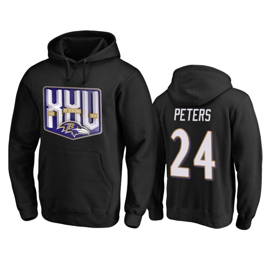 marcus peters ravens black 25th season pullover hoodie