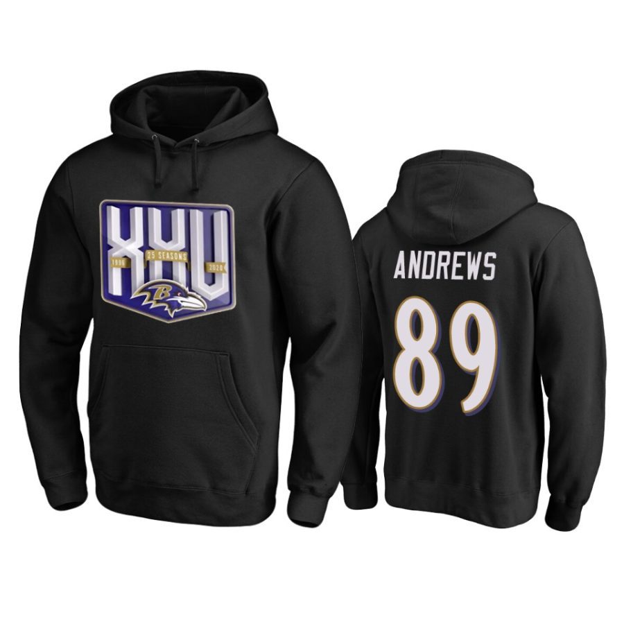 mark andrews ravens black 25th season pullover hoodie