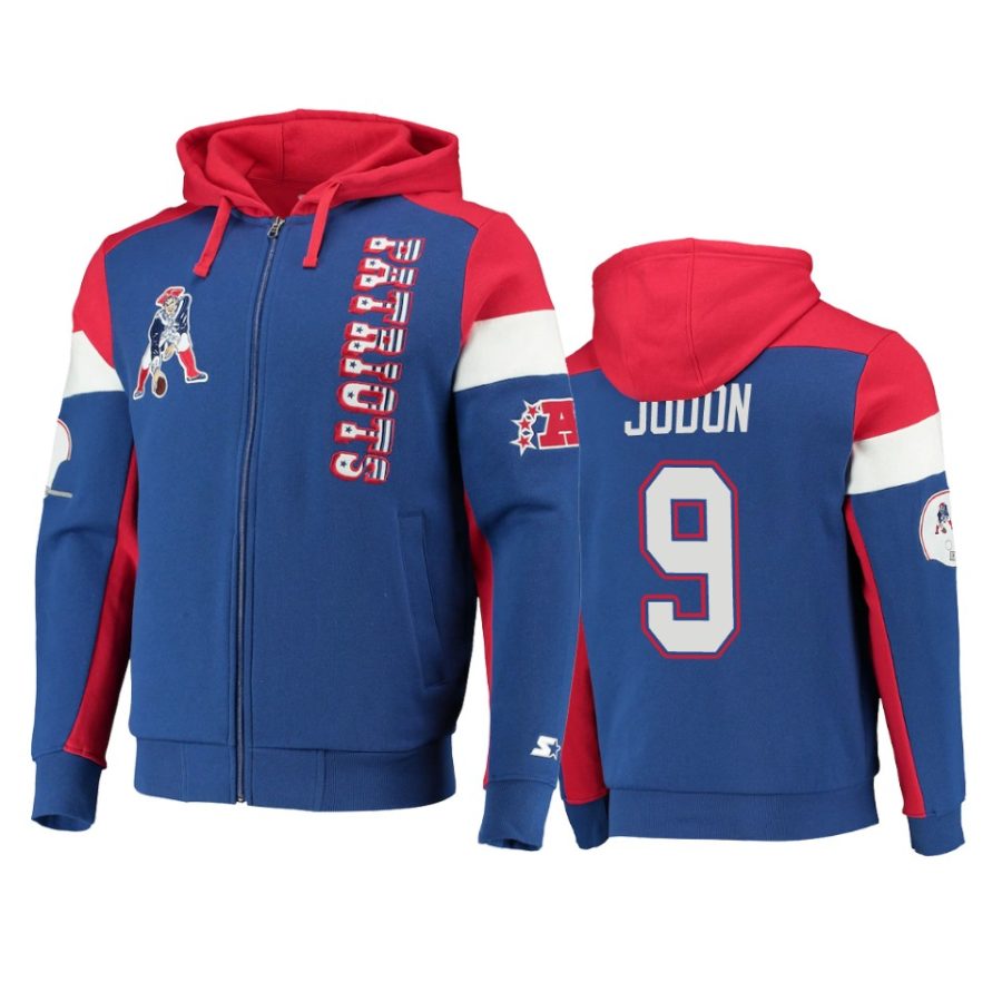 matthew judon patriots royal red extreme throwback full zip hoodie