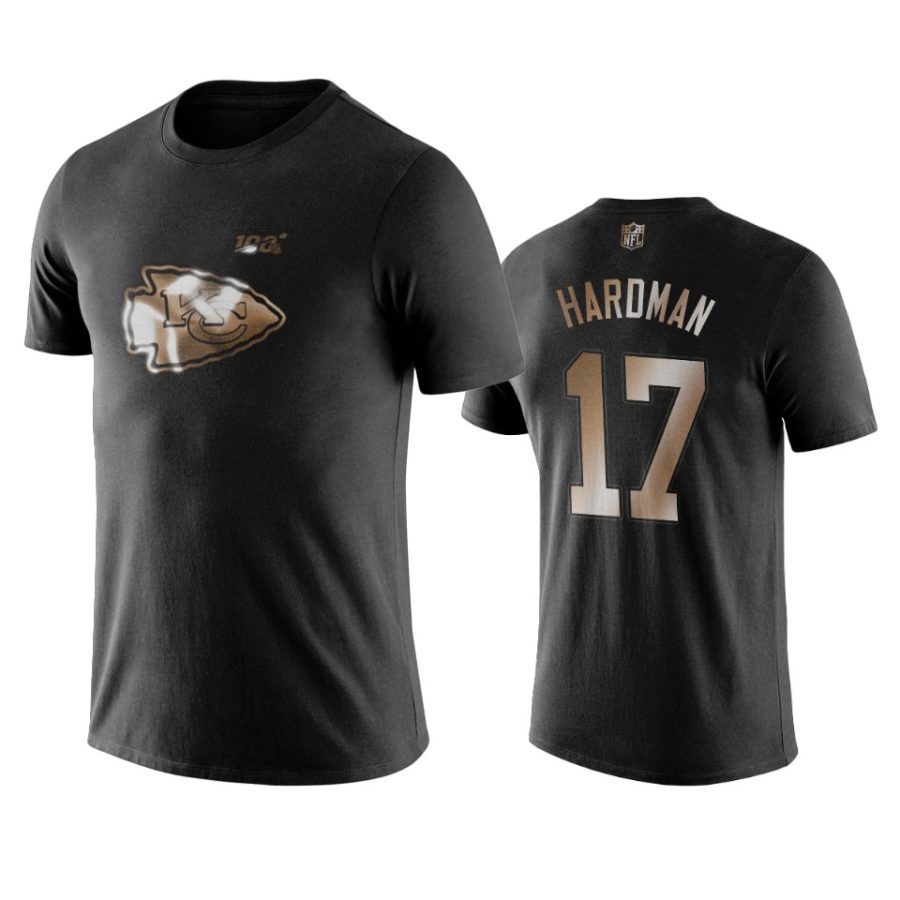 mecole hardman chiefs black golden 100th season t shirt