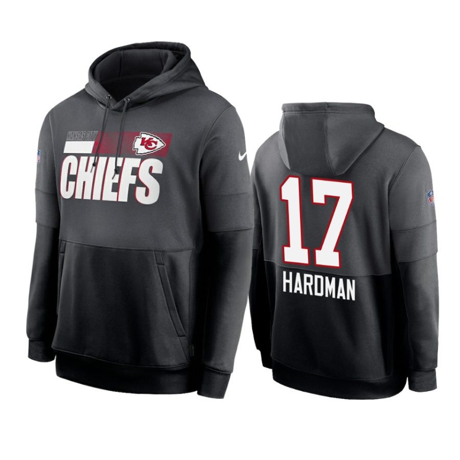 mecole hardman chiefs charcoal black sideline impact lockup hoodie