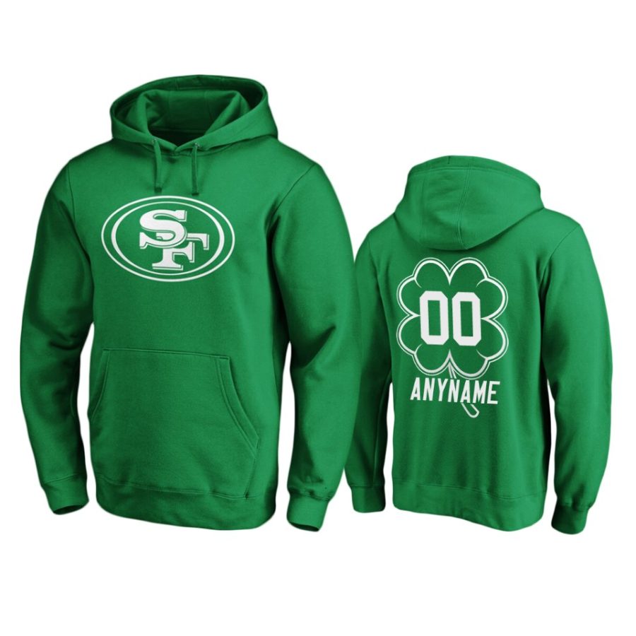 mens 49ers custom green st. patricks day white logo hoodie