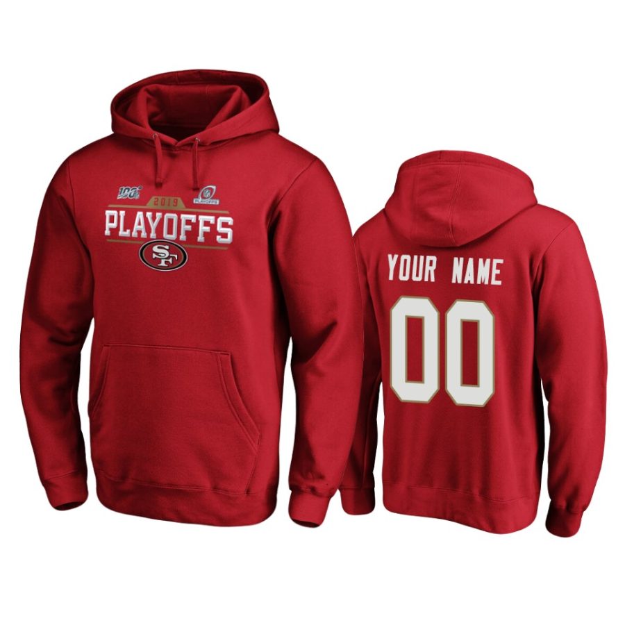 mens 49ers custom scarlet 2019 nfl playoffs chip shot pullover hoodie