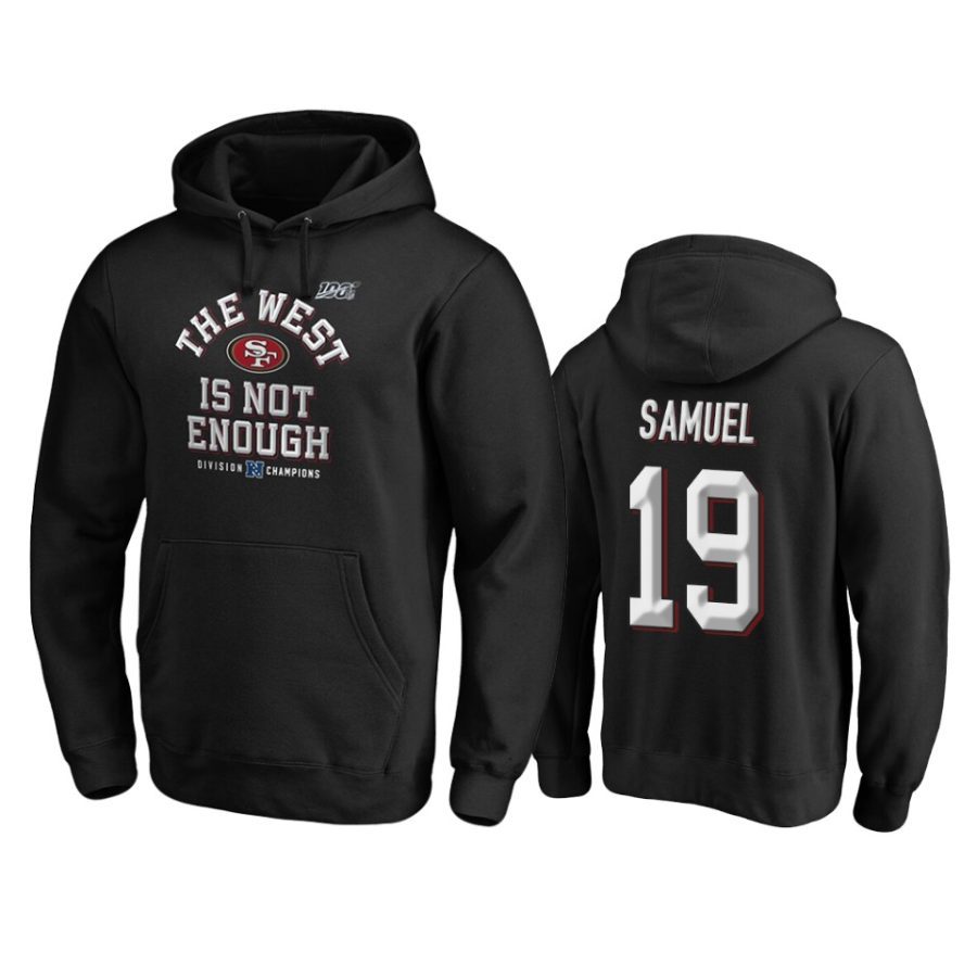 mens 49ers deebo samuel black 2019 nfc west division champions cover two pullover hoodie