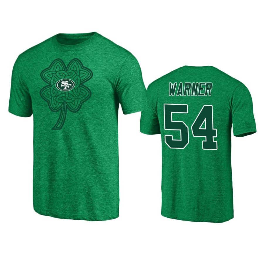 mens 49ers fred warner heathered kelly green st. patricks day paddys pride t shirt