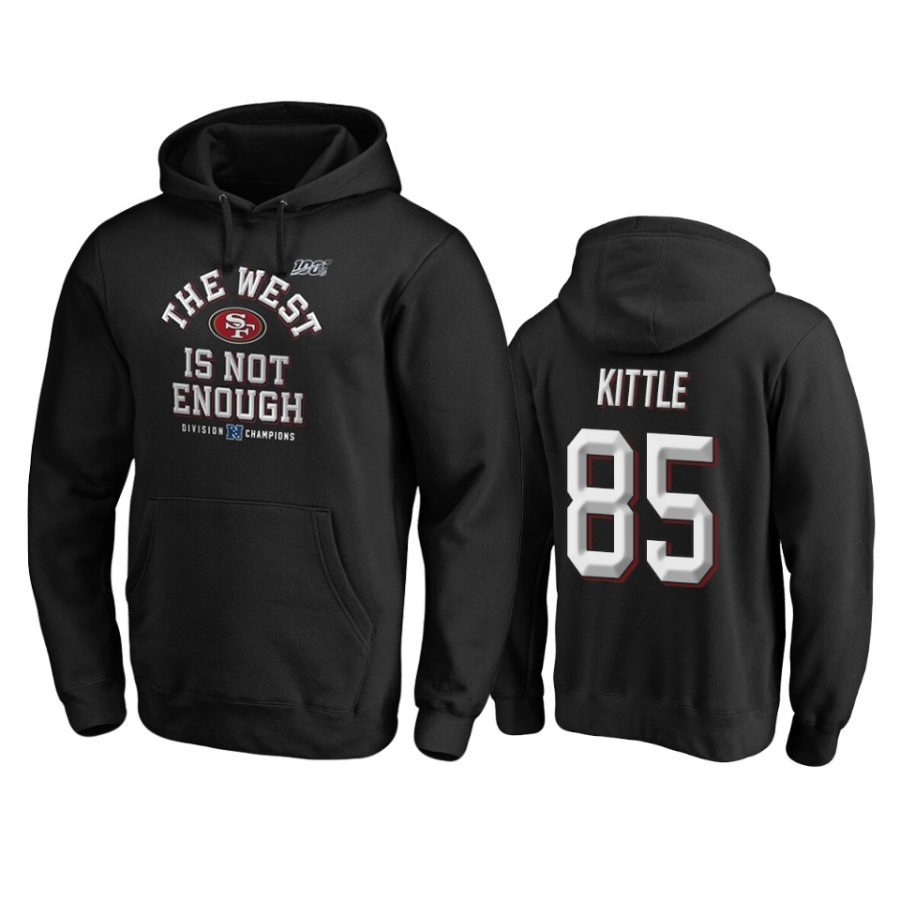 mens 49ers george kittle black 2019 nfc west division champions cover two pullover hoodie