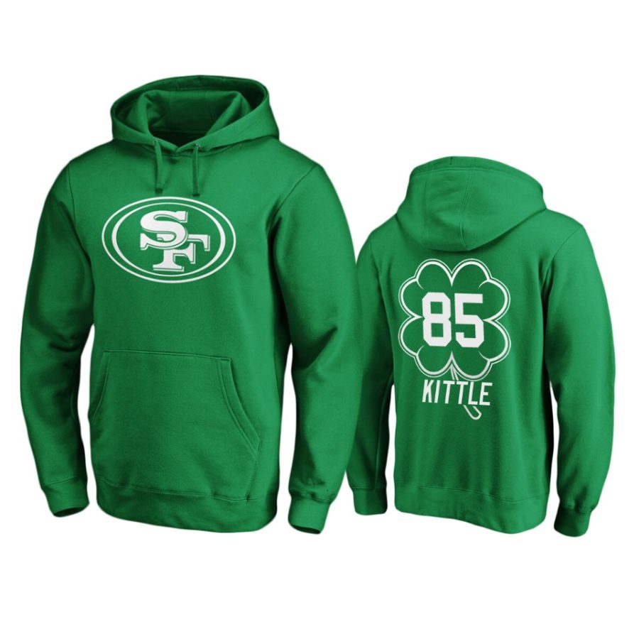 mens 49ers george kittle green st. patricks day white logo hoodie