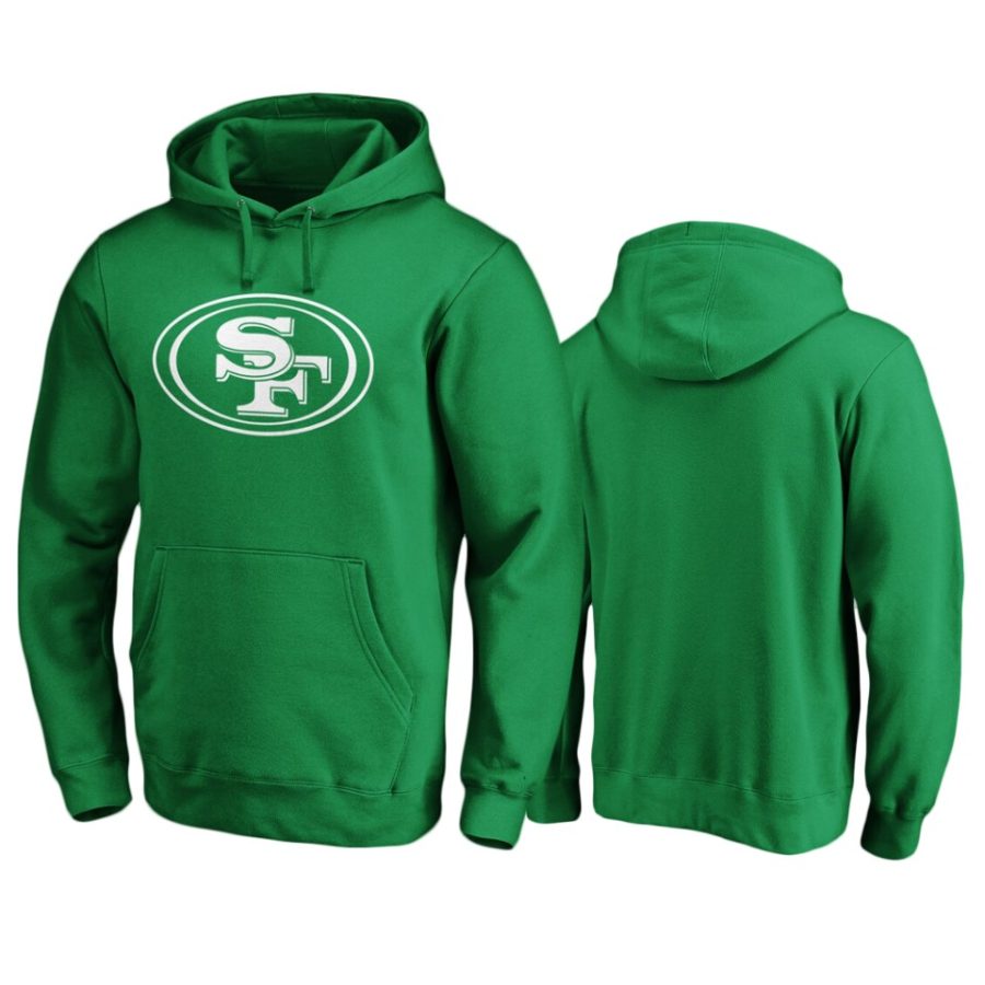 mens 49ers green st. patricks day white logo hoodie