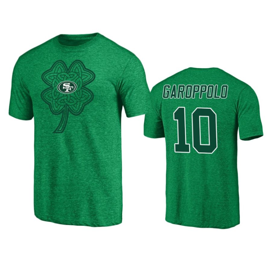 mens 49ers jimmy garoppolo heathered kelly green st. patricks day paddys pride t shirt