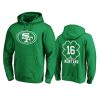 mens 49ers joe montana green st. patricks day white logo hoodie