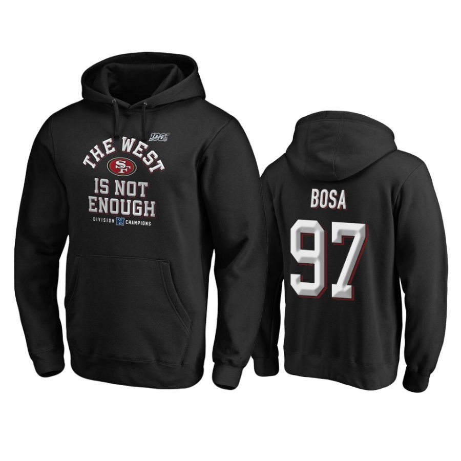 mens 49ers nick bosa black 2019 nfc west division champions cover two pullover hoodie