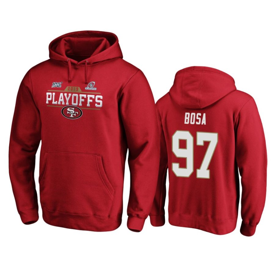 mens 49ers nick bosa scarlet 2019 nfl playoffs chip shot pullover hoodie