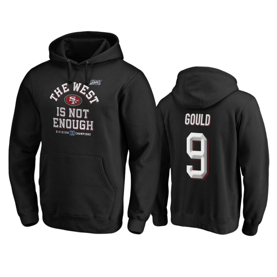 mens 49ers robbie gould black 2019 nfc west division champions cover two pullover hoodie