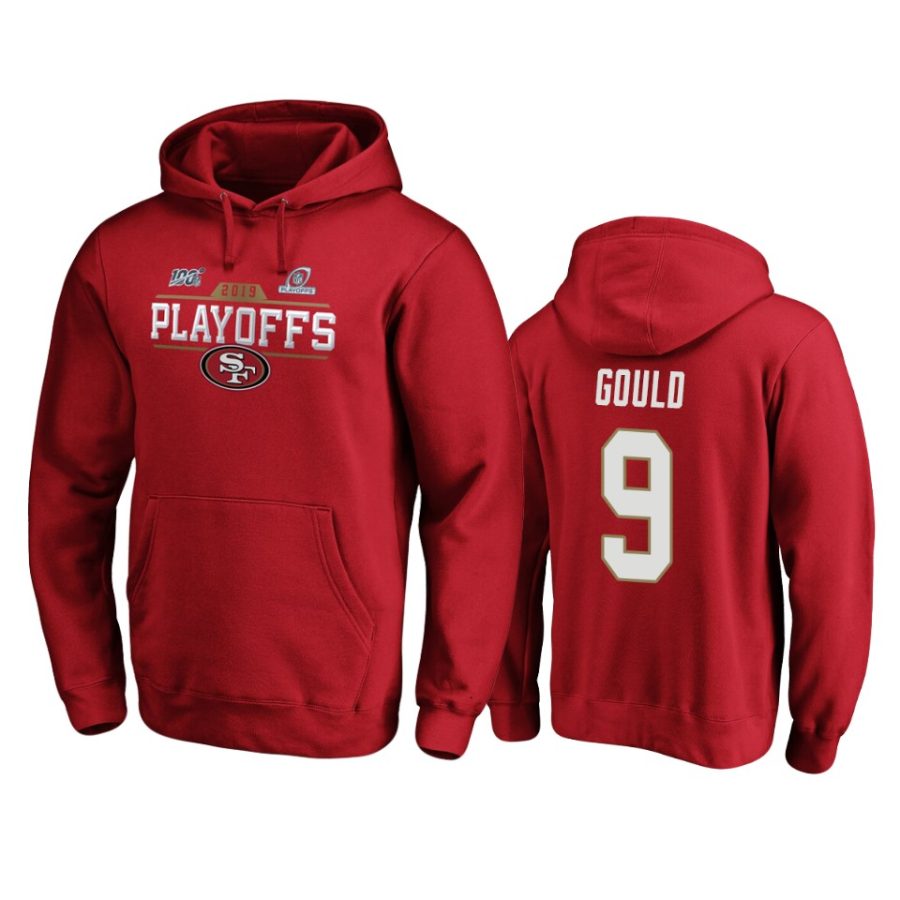 mens 49ers robbie gould scarlet 2019 nfl playoffs chip shot pullover hoodie