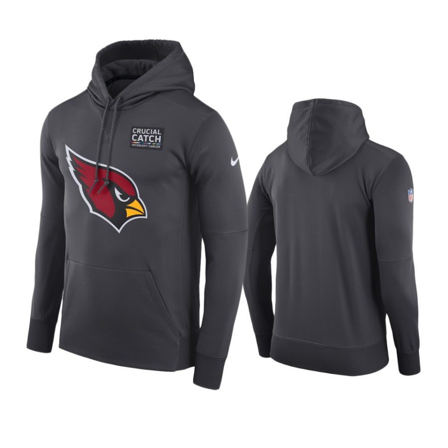 mens arizona cardinals anthracite crucial catch performance hoodie