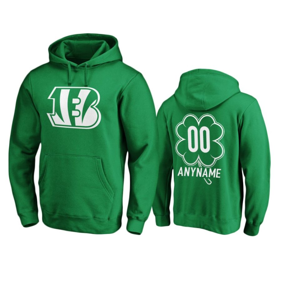 mens bengals custom green st. patricks day white logo hoodie