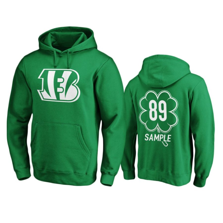 mens bengals drew sample green st. patricks day white logo hoodie