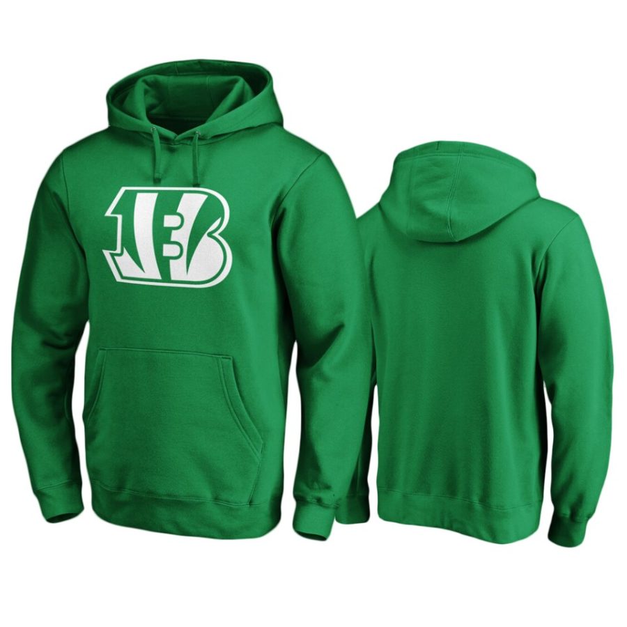 mens bengals green st. patricks day white logo hoodie