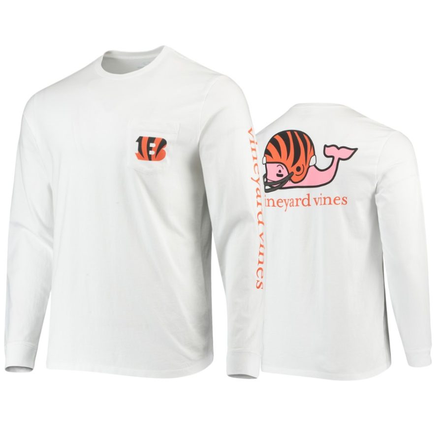 mens bengals white whale helmet long sleeve t shirt