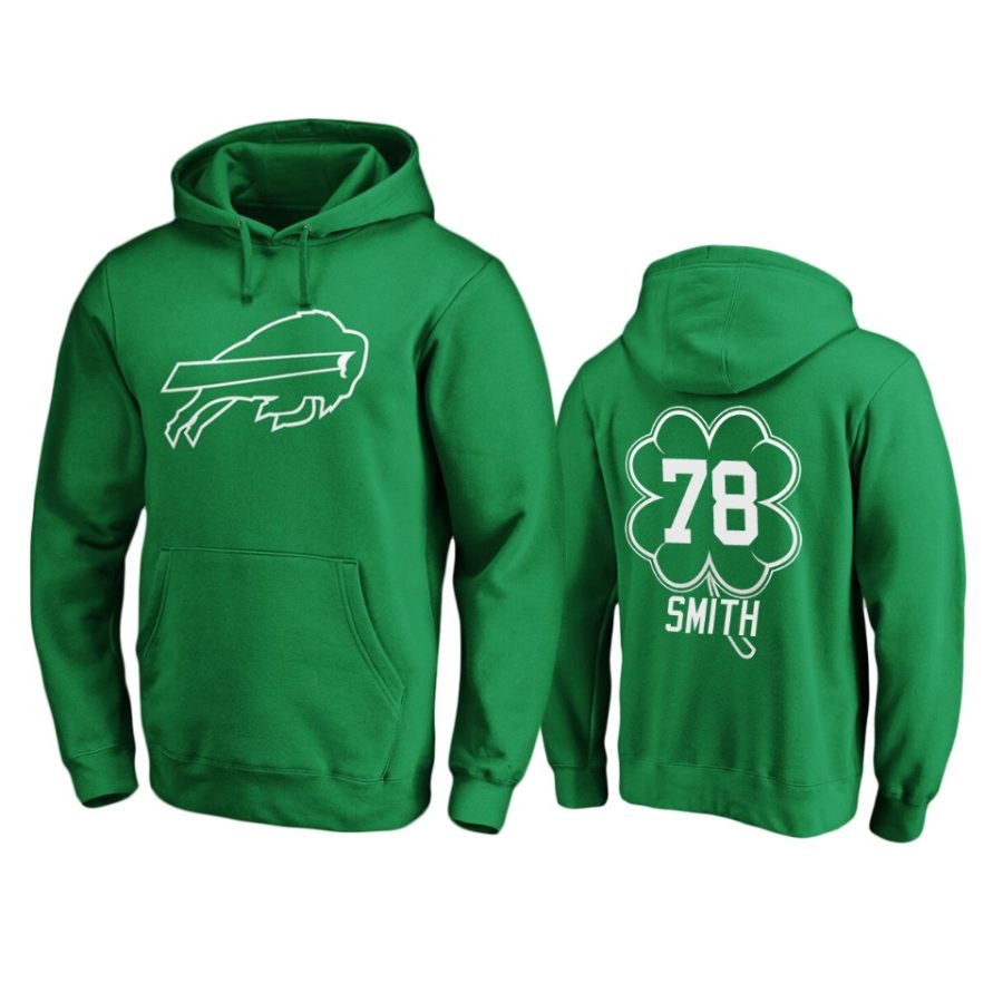 mens bills bruce smith green st. patricks day white logo hoodie