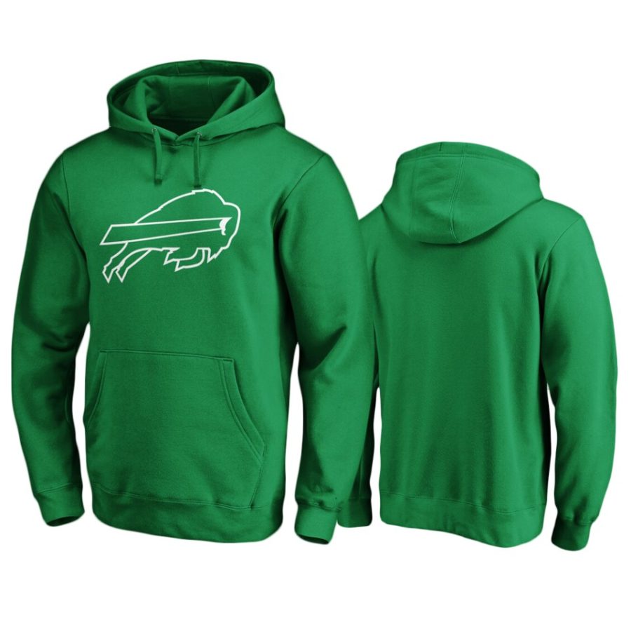 mens bills green st. patricks day white logo hoodie