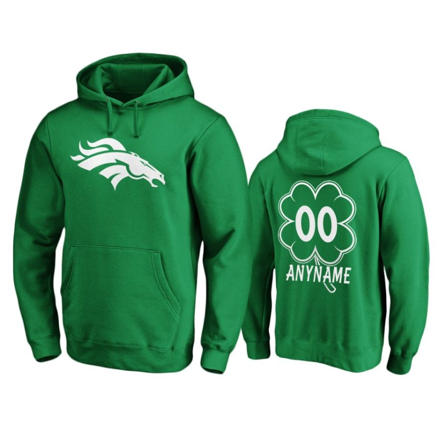 mens broncos custom green st. patricks day white logo hoodie