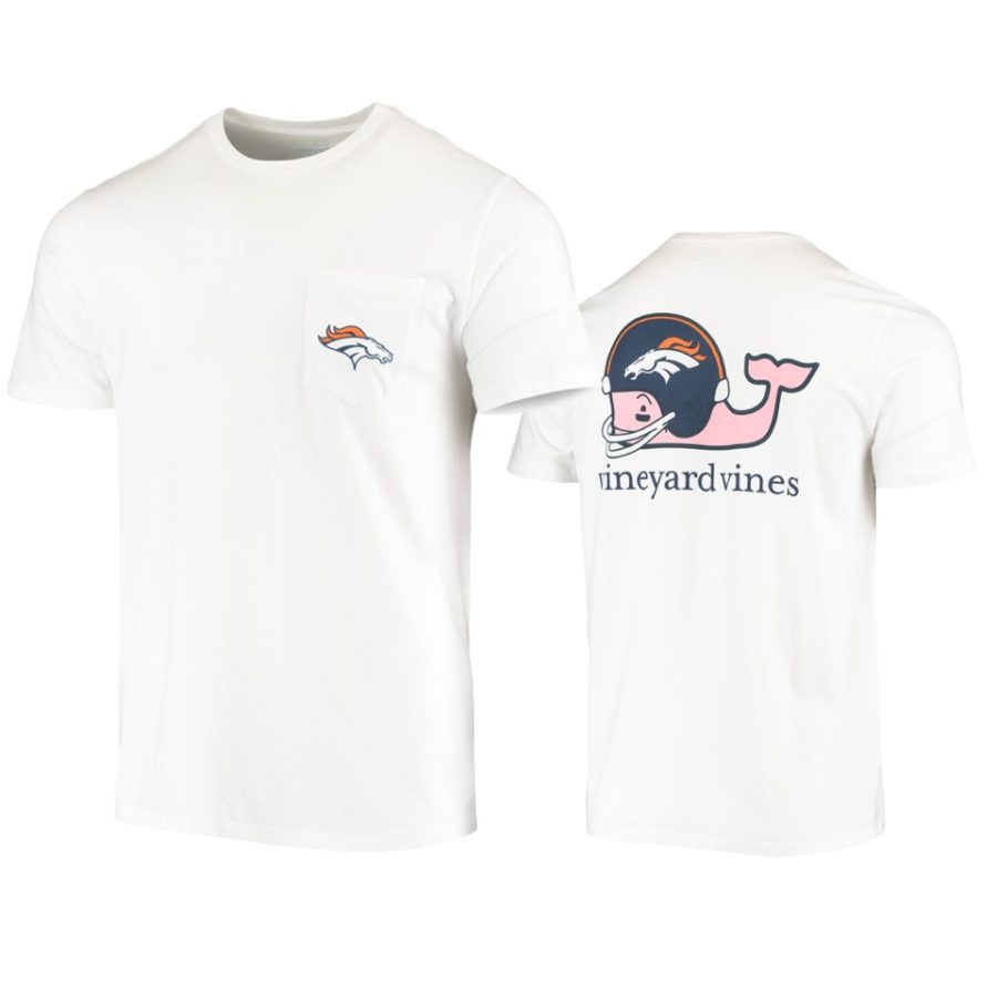 mens broncos white whale helmet t shirt