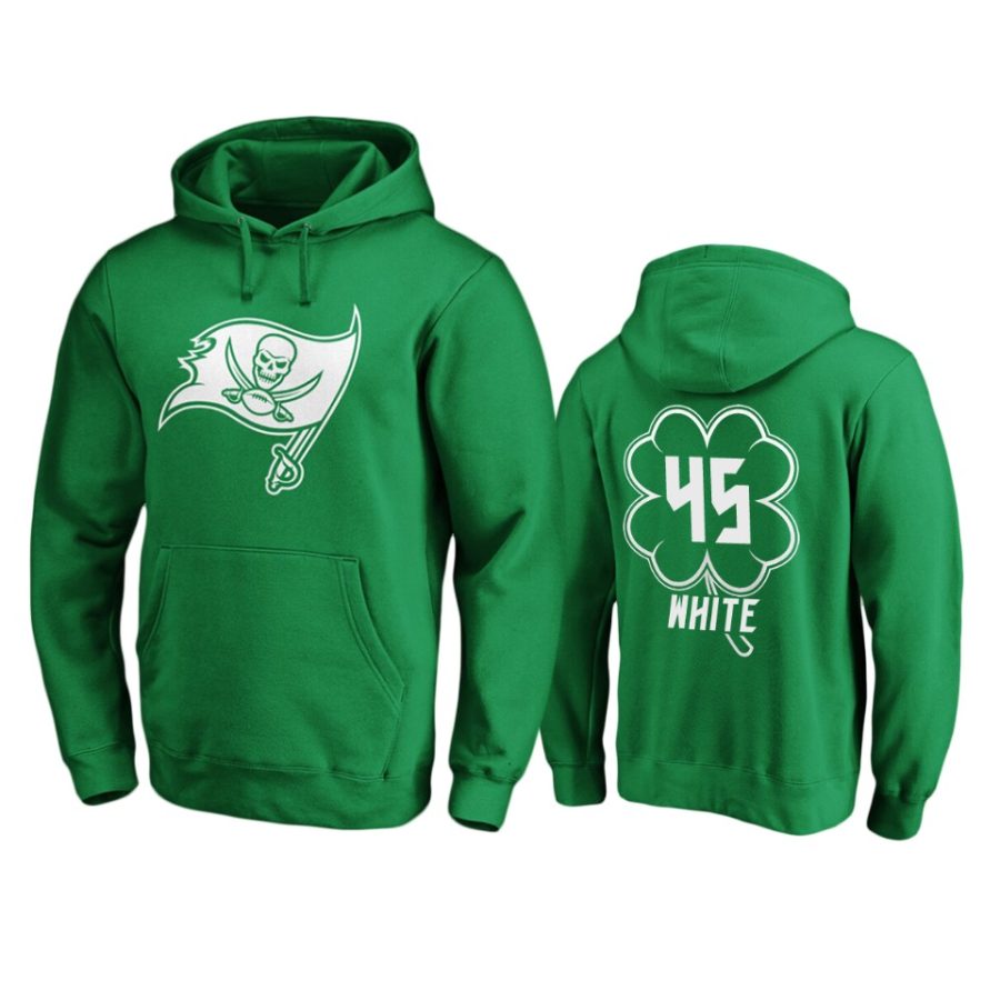 mens buccaneers devin white green st. patricks day white logo hoodie