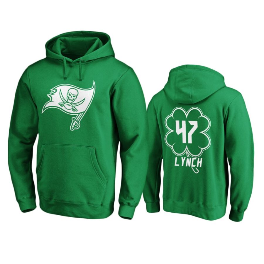 mens buccaneers john lynch green st. patricks day white logo hoodie