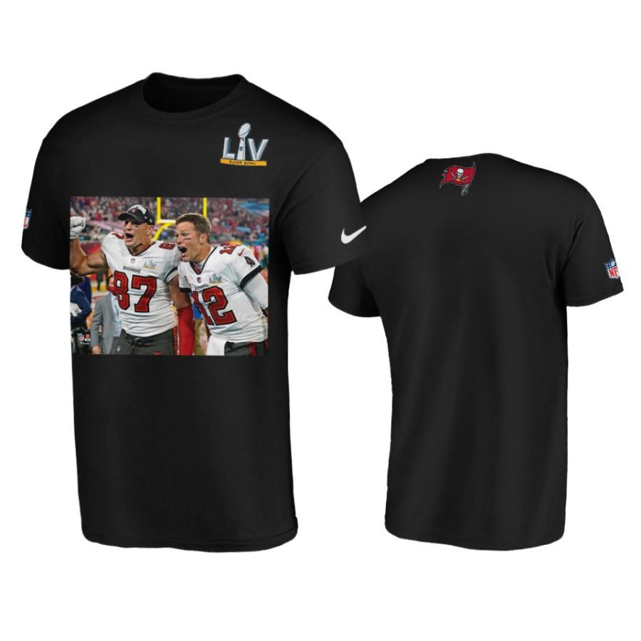 mens buccaneers rob gronkowski black super bowl lv champions tom brady t shirt