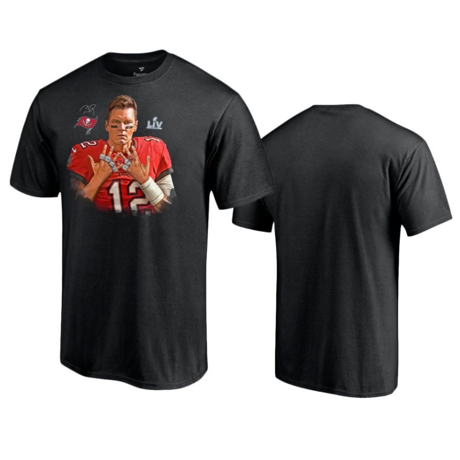 mens buccaneers tom brady black super bowl lv champions 7 rings t shirt