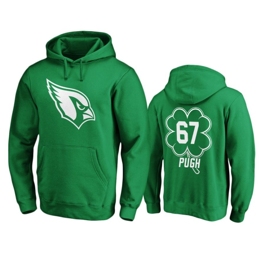 mens cardinals justin pugh green st. patricks day white logo hoodie