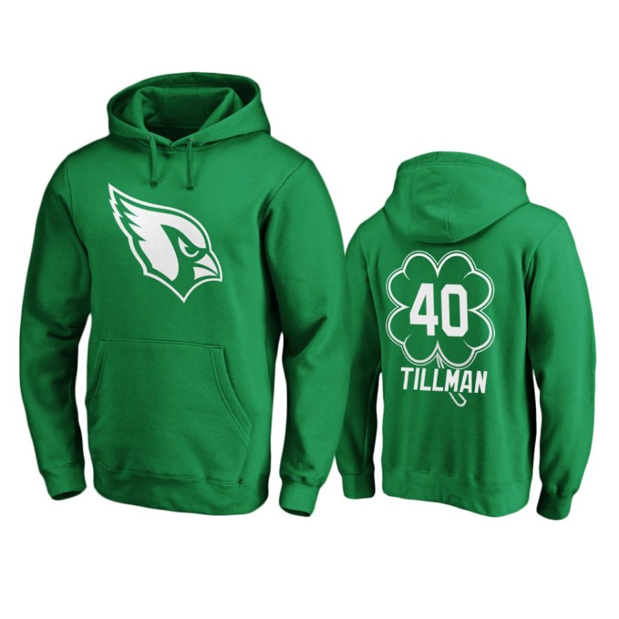 mens cardinals pat tillman green st. patricks day white logo hoodie