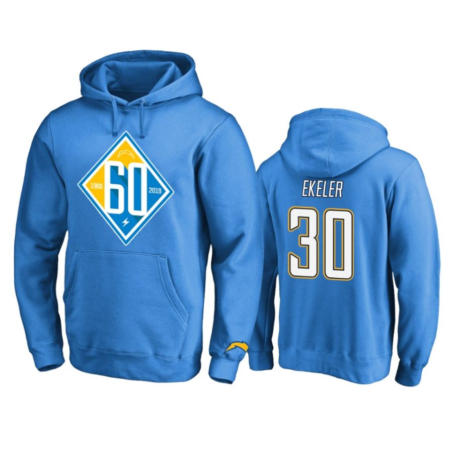 mens chargers austin ekeler light blue 60th anniversary hoodie