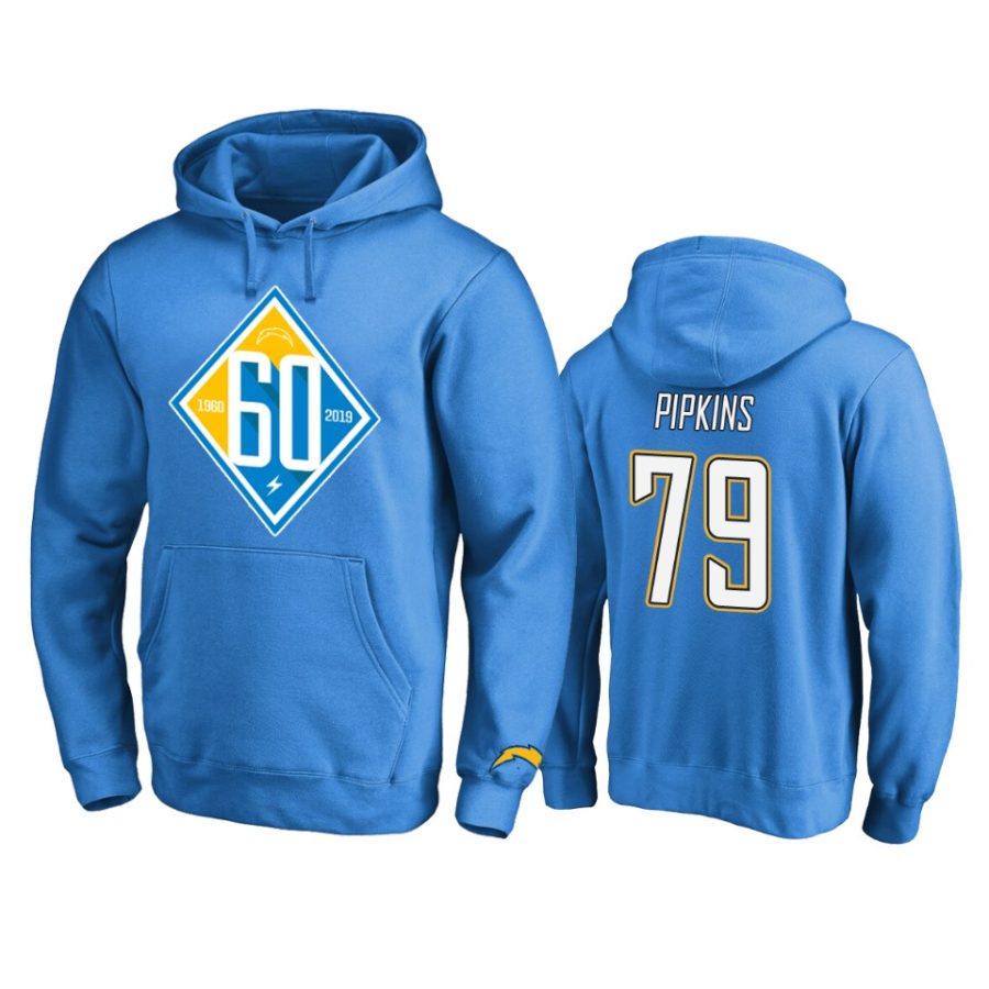 mens chargers trey pipkins light blue 60th anniversary hoodie