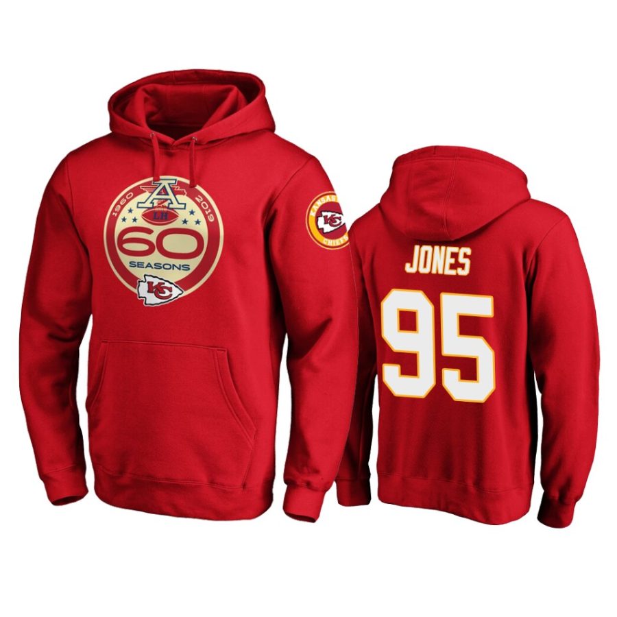 mens chiefs chris jones red 60th anniversary hoodie