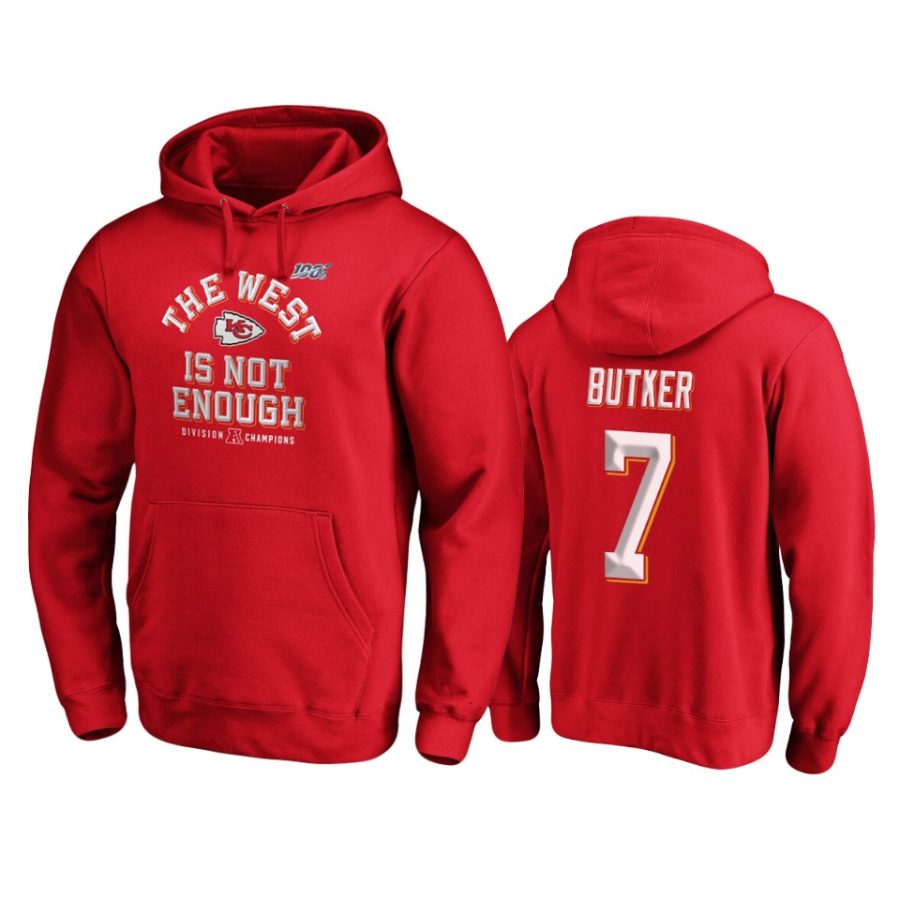 mens chiefs harrison butker red 2019 afc west division champions cover two pullover hoodie