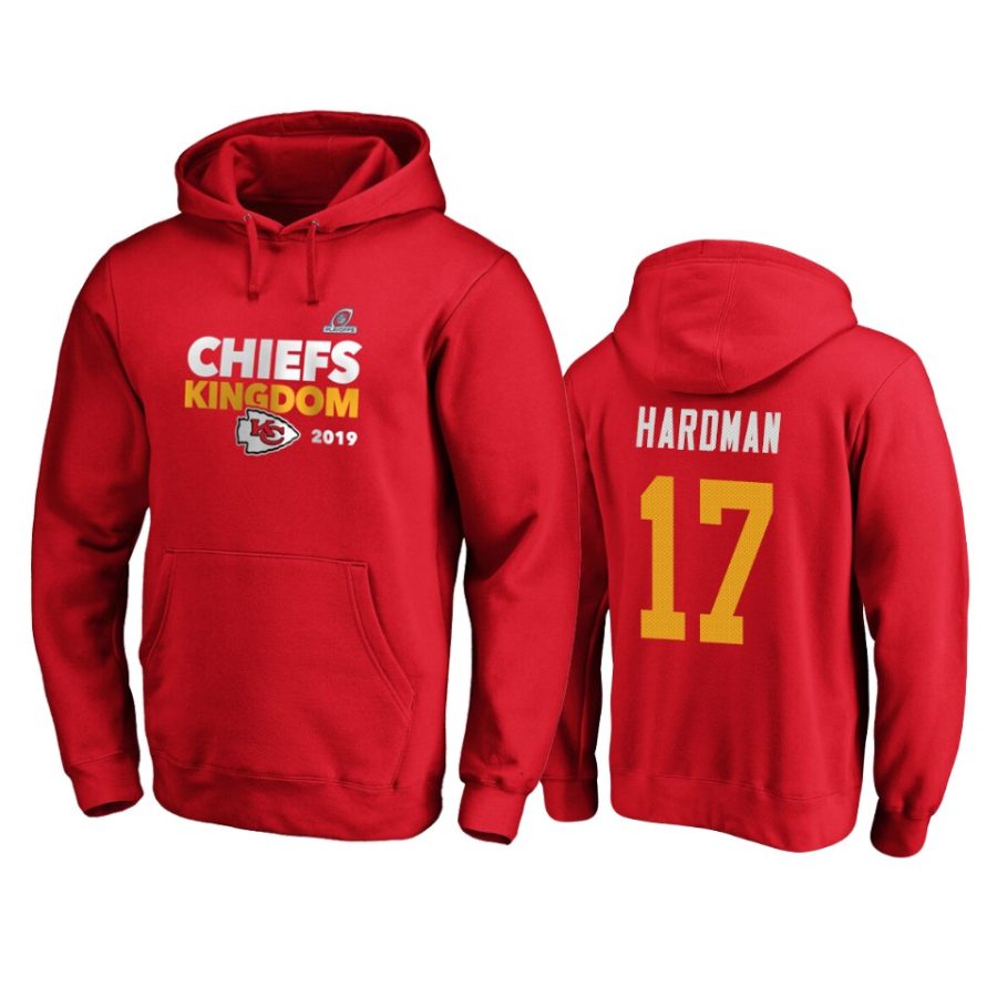 mens chiefs mecole hardman red 2019 nfl playoffs bound hometown checkdown pullover hoodie