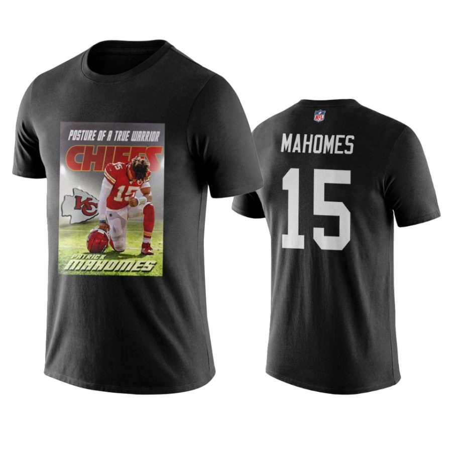 mens chiefs patrick mahomes black posture of a true warrior t shirt