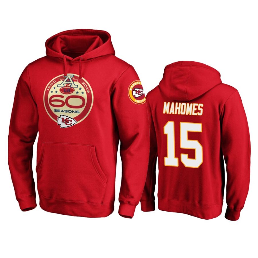 mens chiefs patrick mahomes red 60th anniversary hoodie