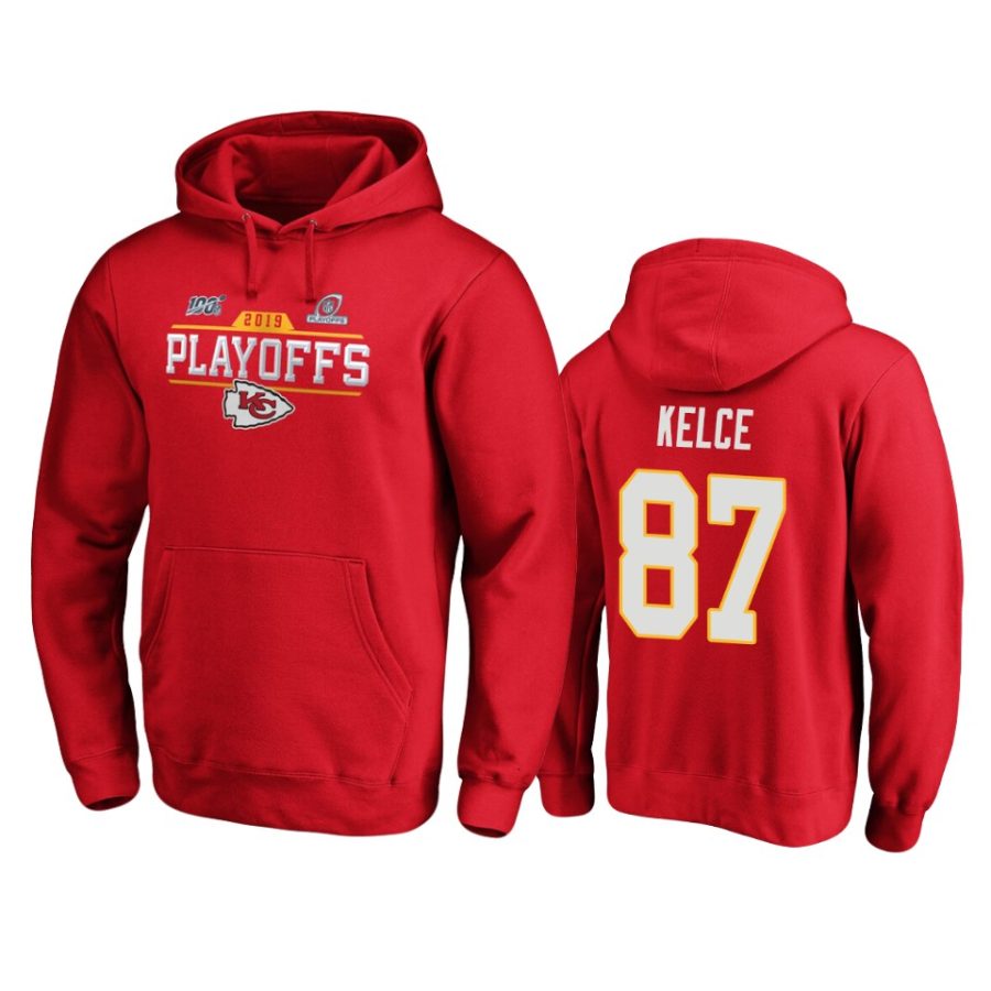 mens chiefs travis kelce red 2019 nfl playoffs bound chip shot pullover hoodie