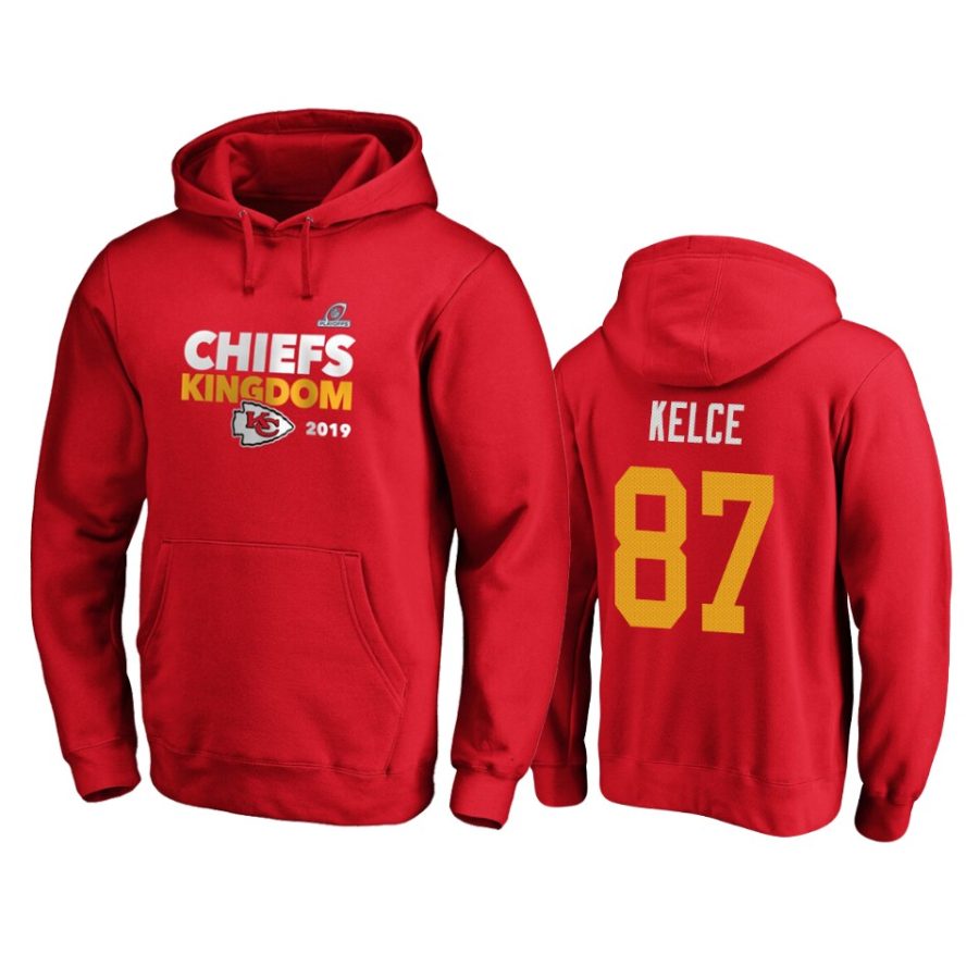 mens chiefs travis kelce red 2019 nfl playoffs bound hometown checkdown pullover hoodie