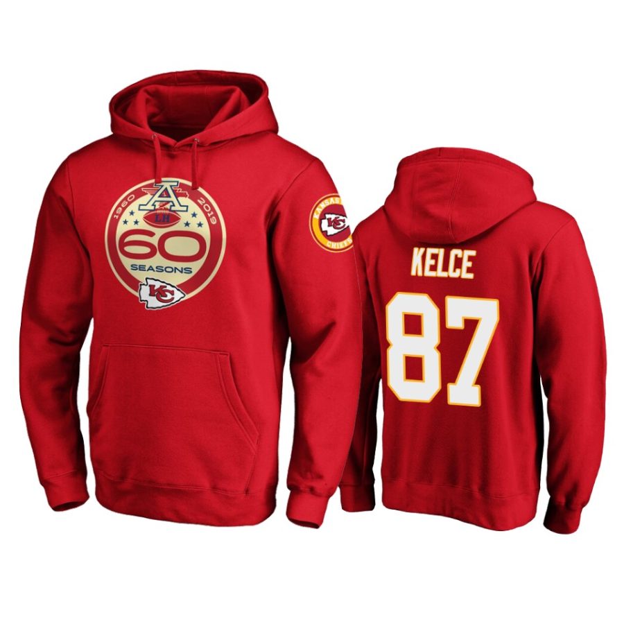 mens chiefs travis kelce red 60th anniversary hoodie