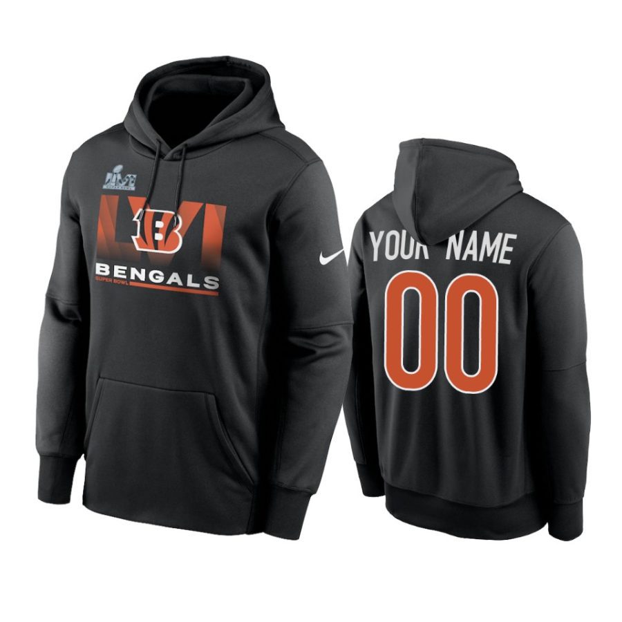 mens cincinnati bengals custom black super bowl lvi no limits hoodie