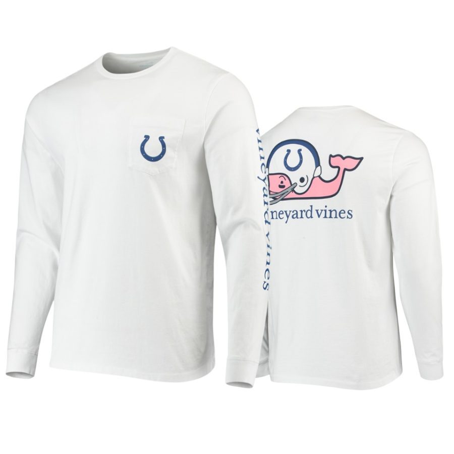 mens colts white whale helmet long sleeve t shirt