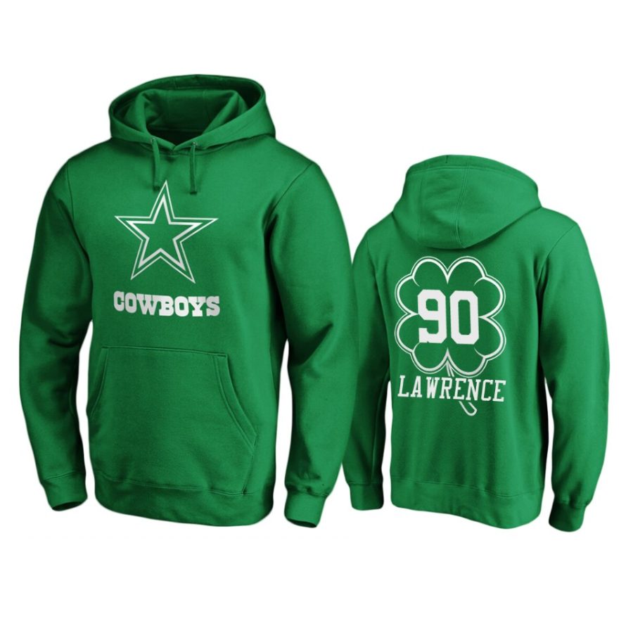 mens cowboys demarcus lawrence green st. patricks day white logo hoodie