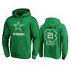 mens cowboys ezekiel elliott green st. patricks day white logo hoodie