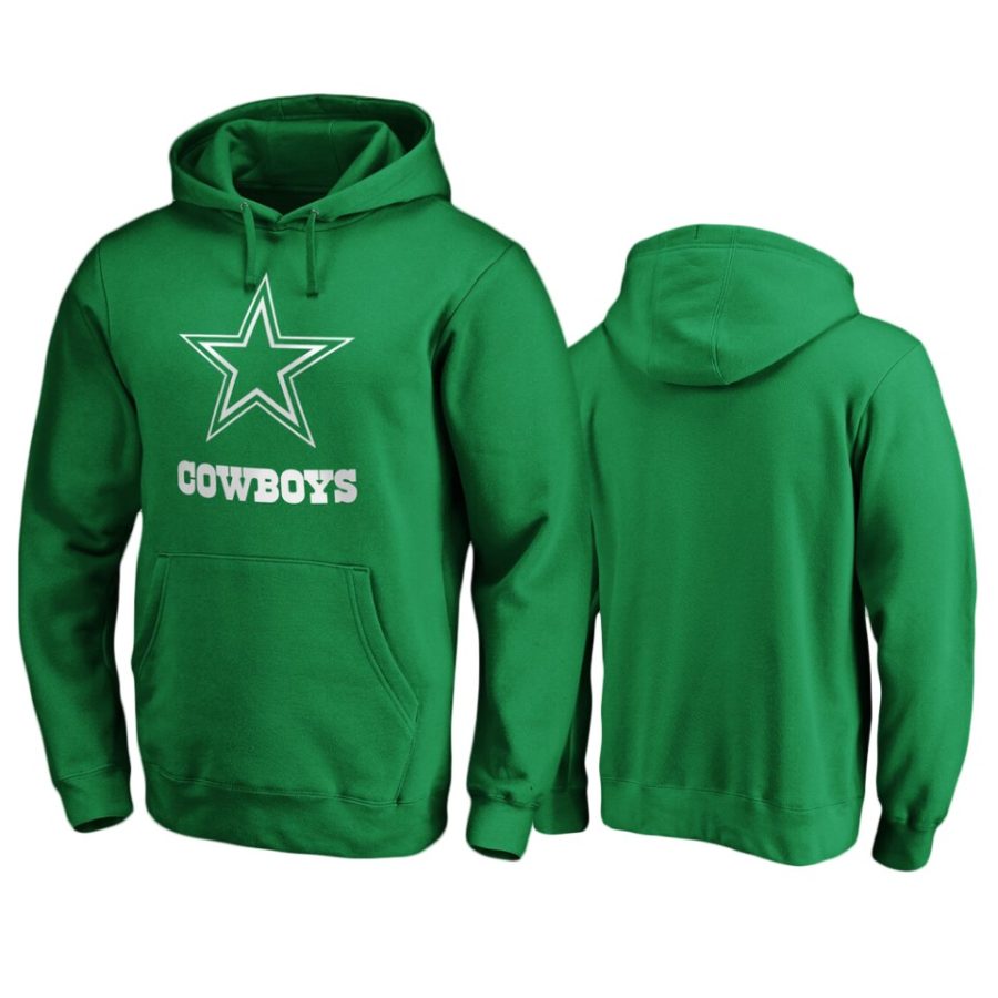 mens cowboys green st. patricks day white logo hoodie