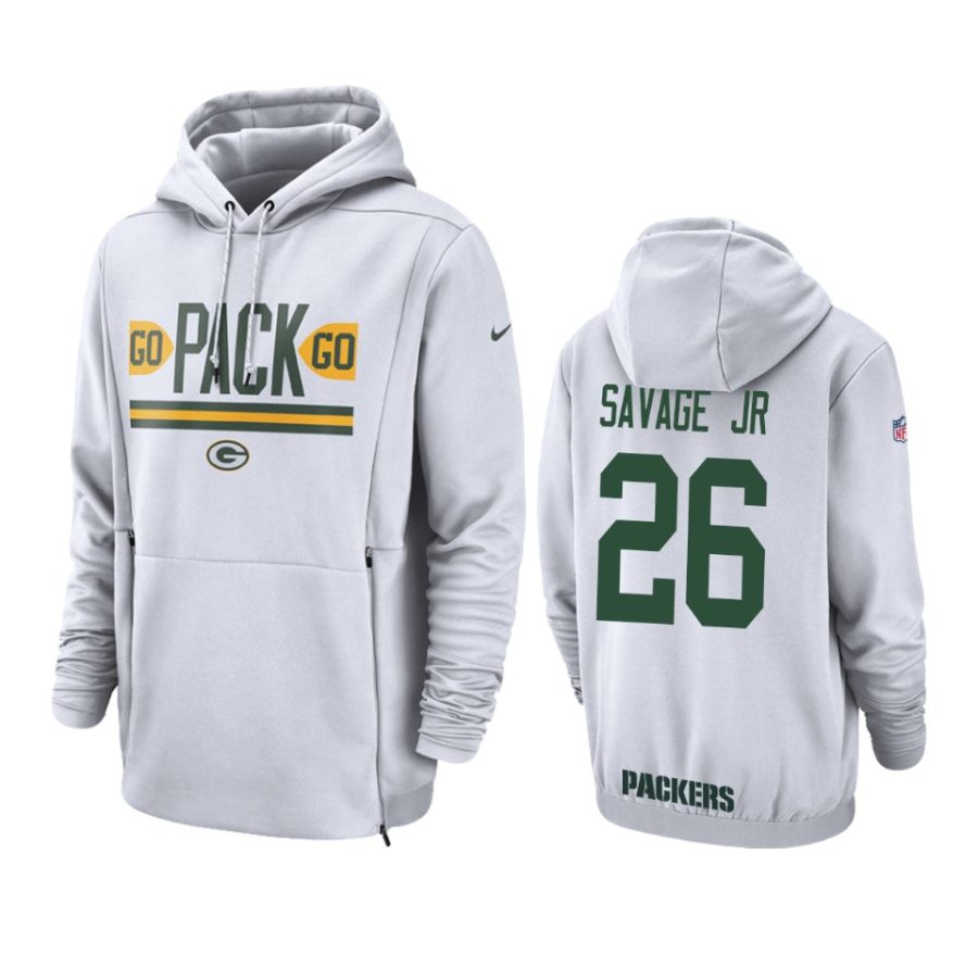 mens darnell savage jr. packers white sideline lockup hoodie