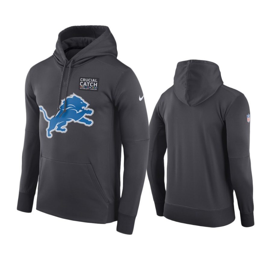 mens detroit lions anthracite crucial catch performance hoodie